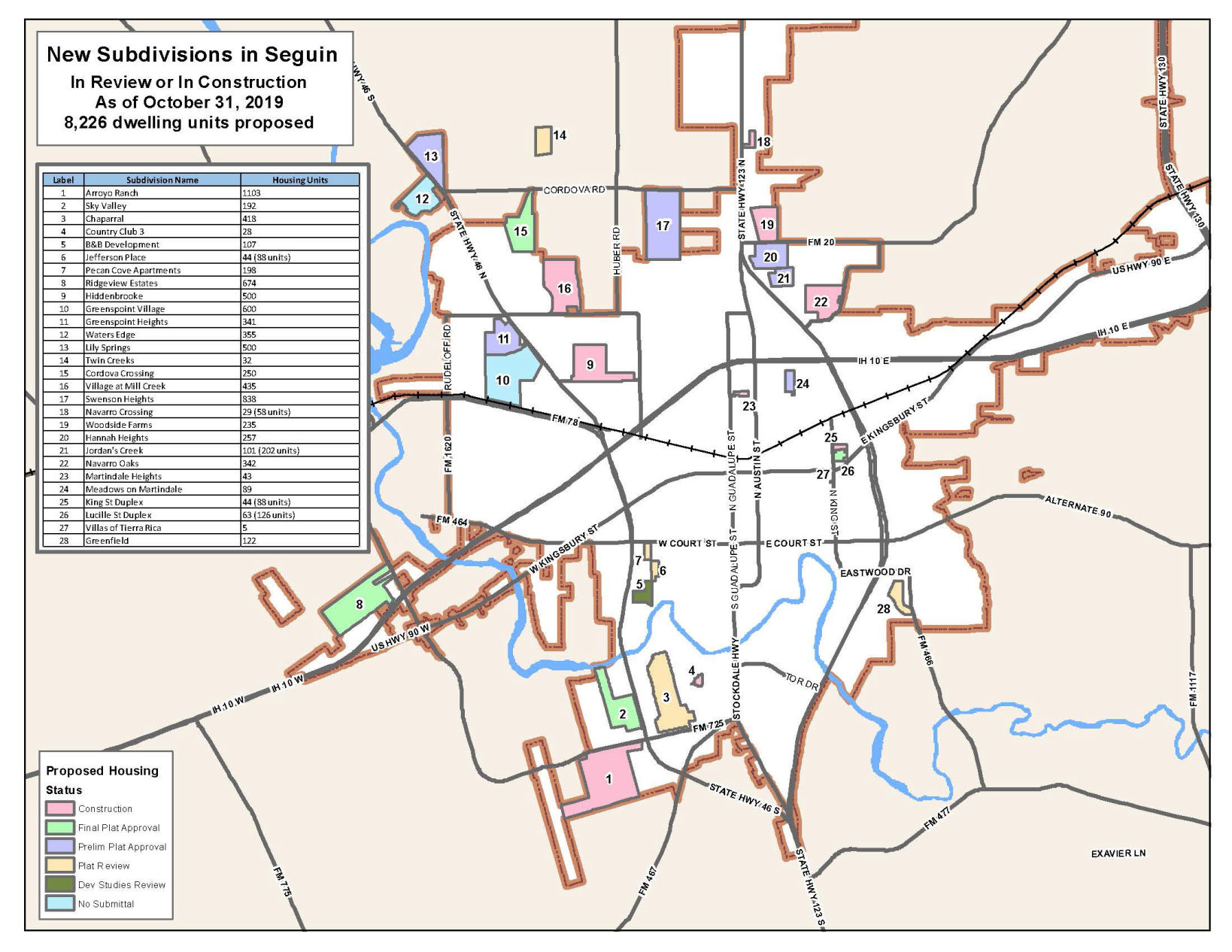 New Subdivisions in Seguin